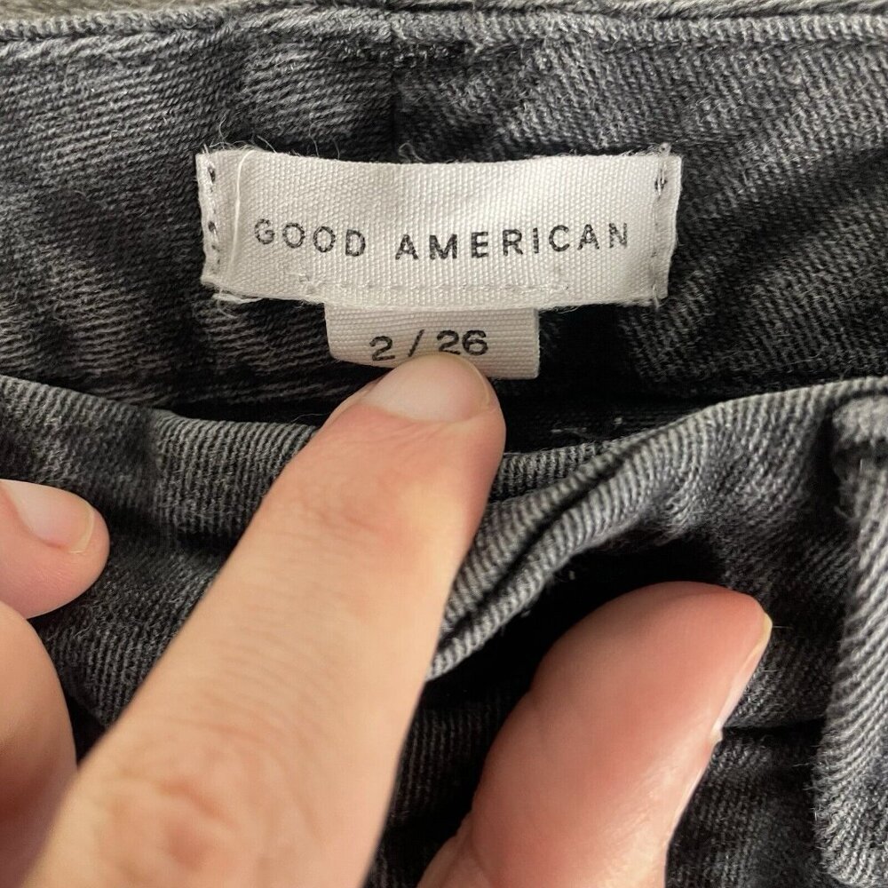 Good American Jeans Womens Size 2/26 Good Waist Black Distressed Jeans - Picture 5 of 11